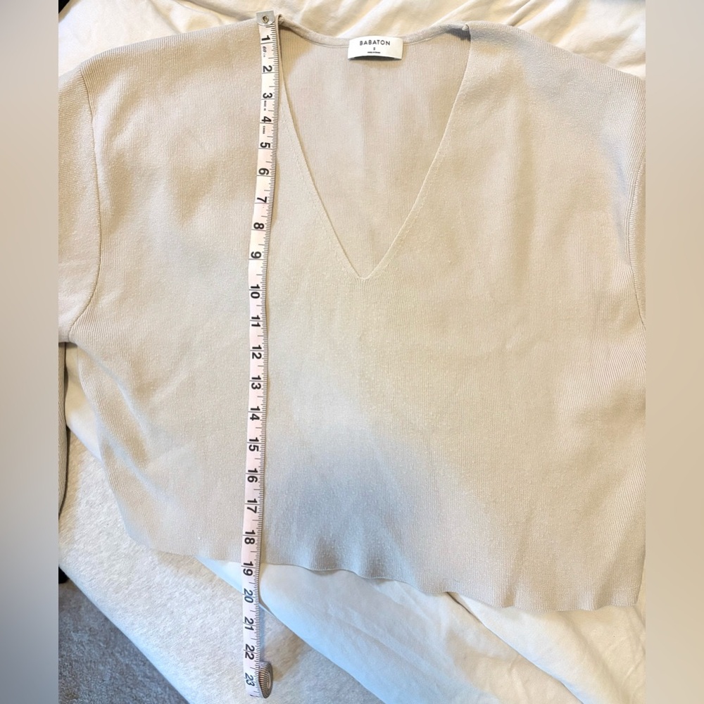Babaton Knit Balloon Sleeve V Neck Sweater size S - Picture 6 of 7
